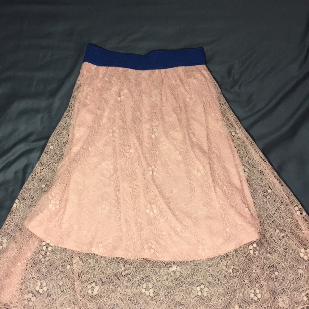 Blue and Pink Lace Draped Skirt